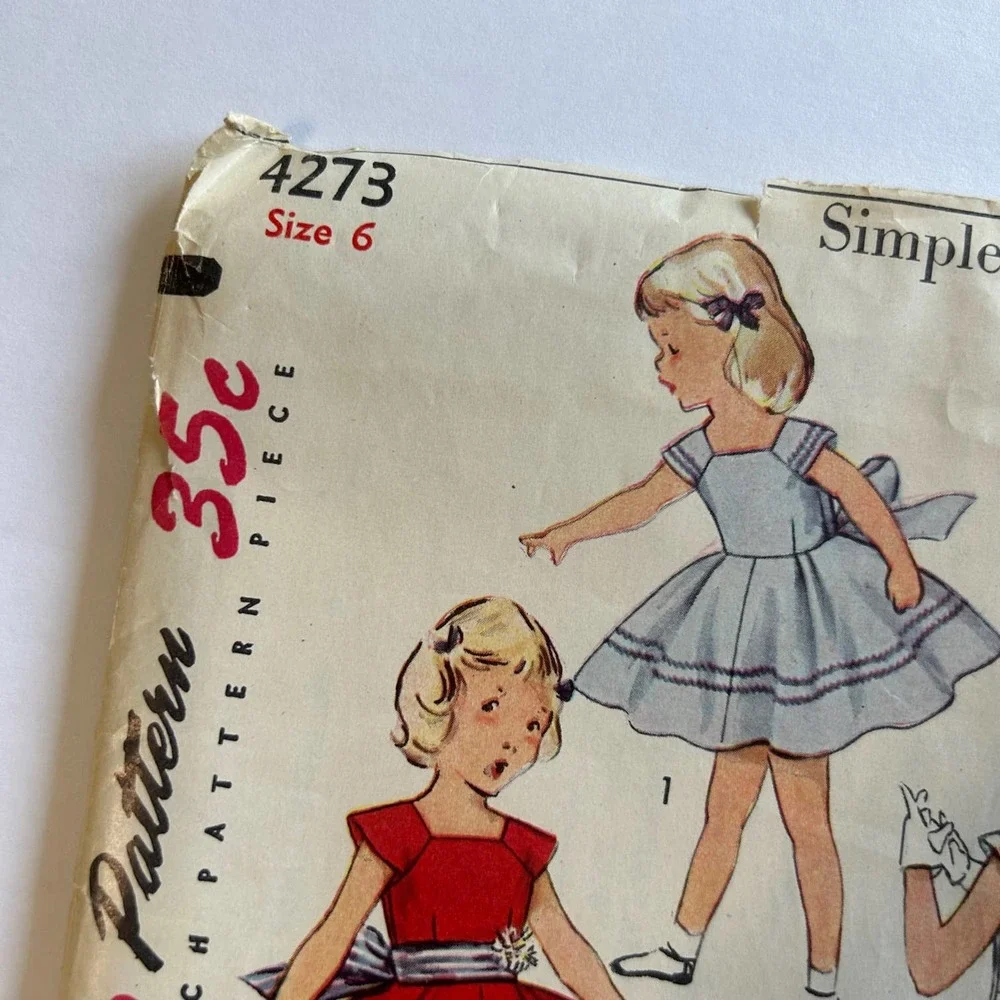 Simplicity Vintage 1950's Pattern‎ #4273 Girls Dress Size 6